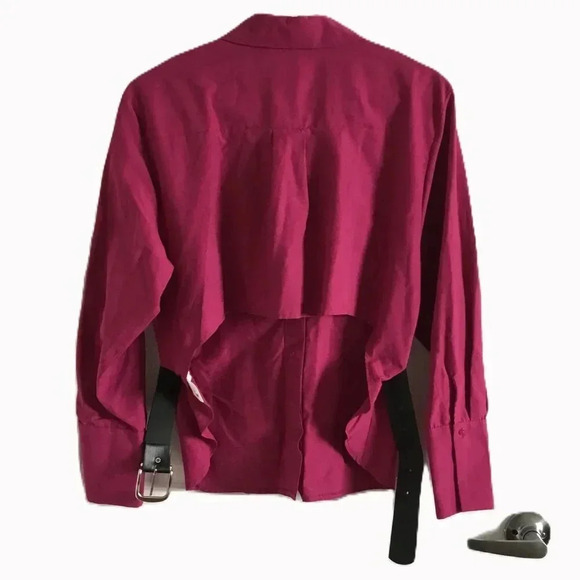 Magenta Belted Back Cotton Shirt  100% Cotton Long sleeves Sz (EU 36| US 4) - Picture 7 of 11